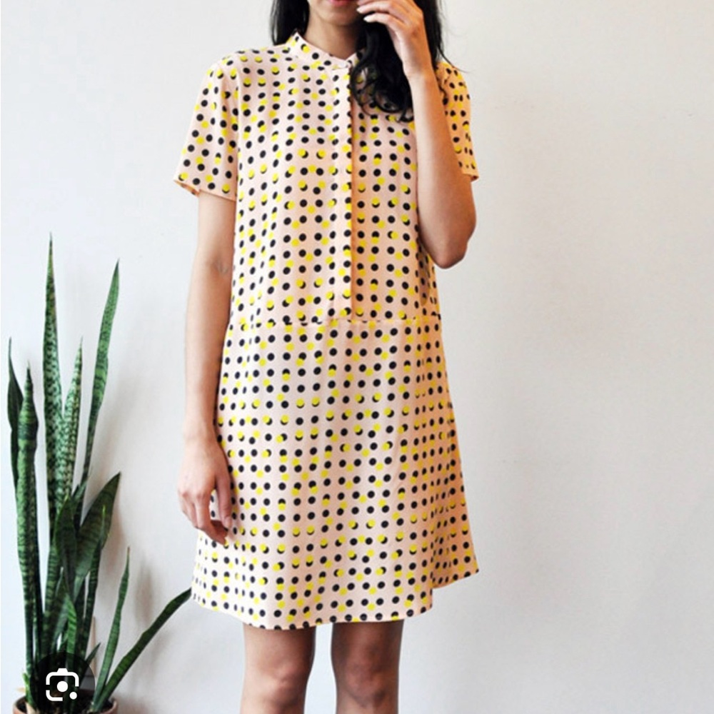 Dusen dusen silk dress with mandarin collar and side pockets. Size medium